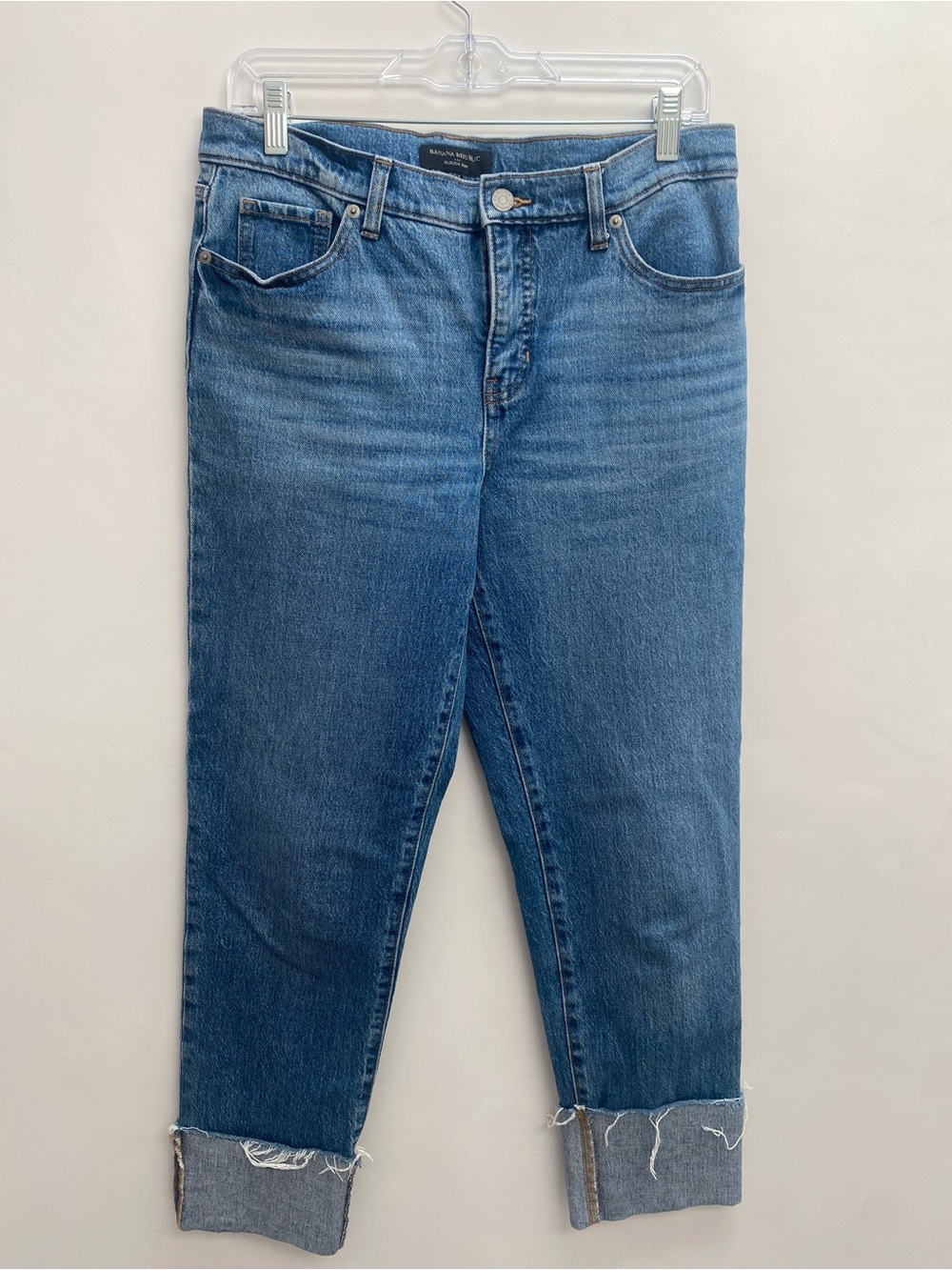 Universal Thread Women's Medium Blue Straight Jeans with Cuffed Raw Hem